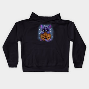 cat and pumpkin Kids Hoodie